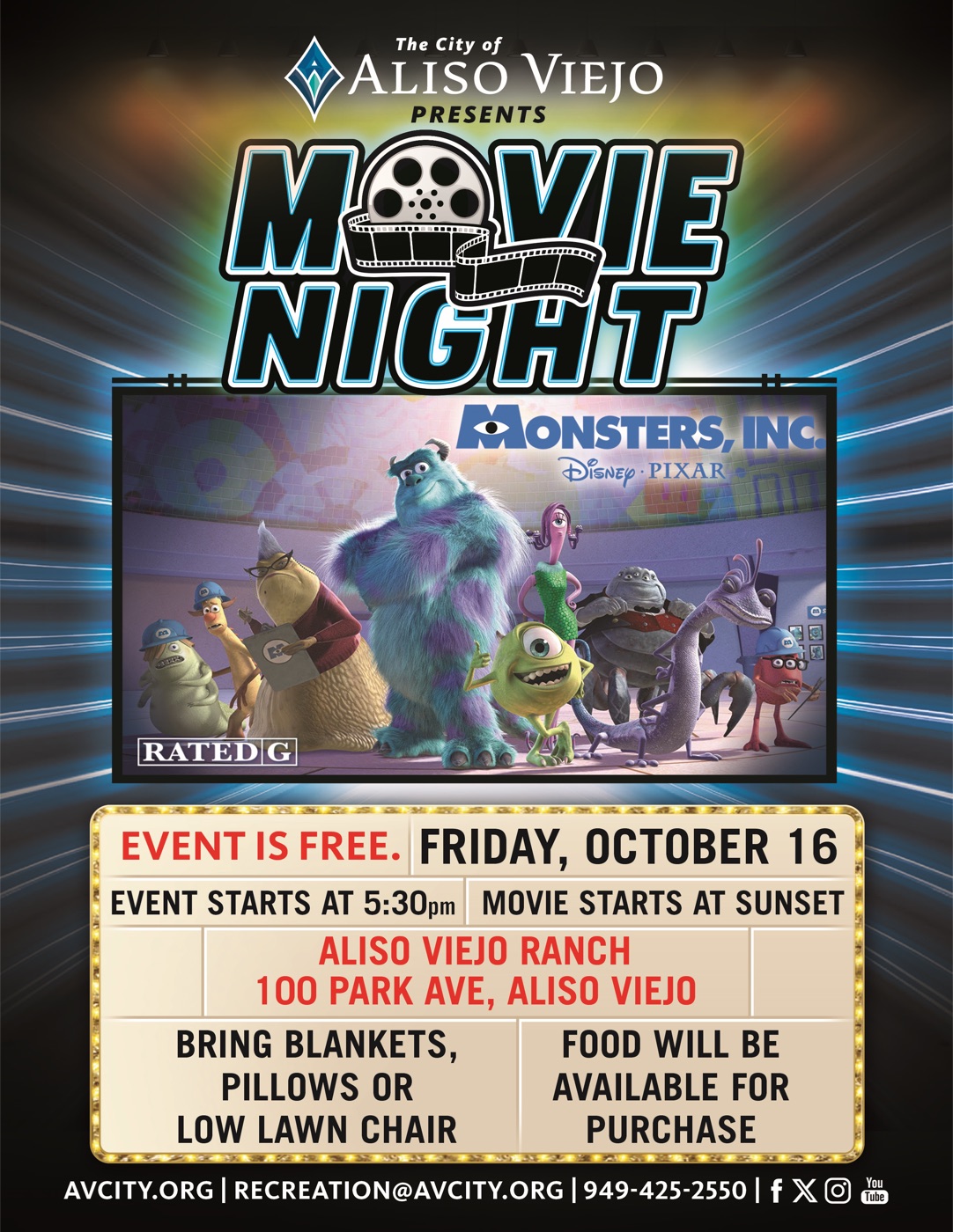 Monsters, Inc. Movie Night Flyer